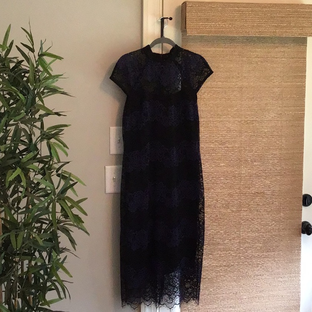Size 8 black and blue Eva Mendes dress